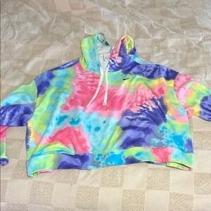 Nike Multicolor Tie-Dye Crop Hoodie